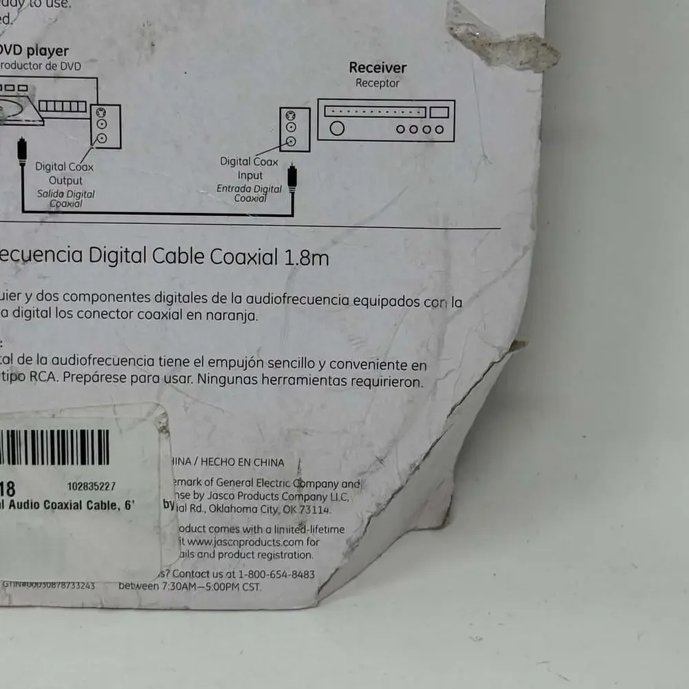 NEW GE 73324 Digital Audio Coaxial Cable 6-foot New Old Stock